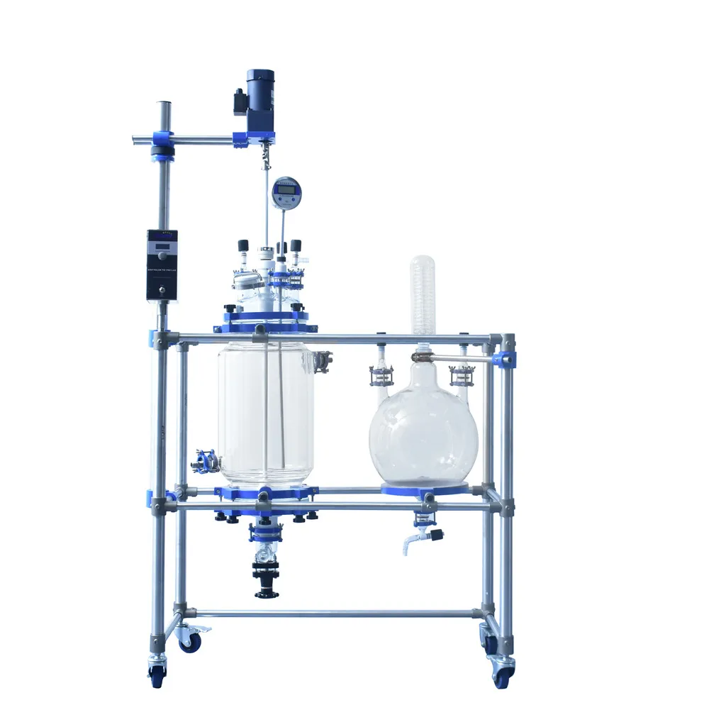 Valuen 10L Double Jacketed Glass Reactor Reaction Kettle Jacketed Bio Base Evaporation Crystallization Equipment