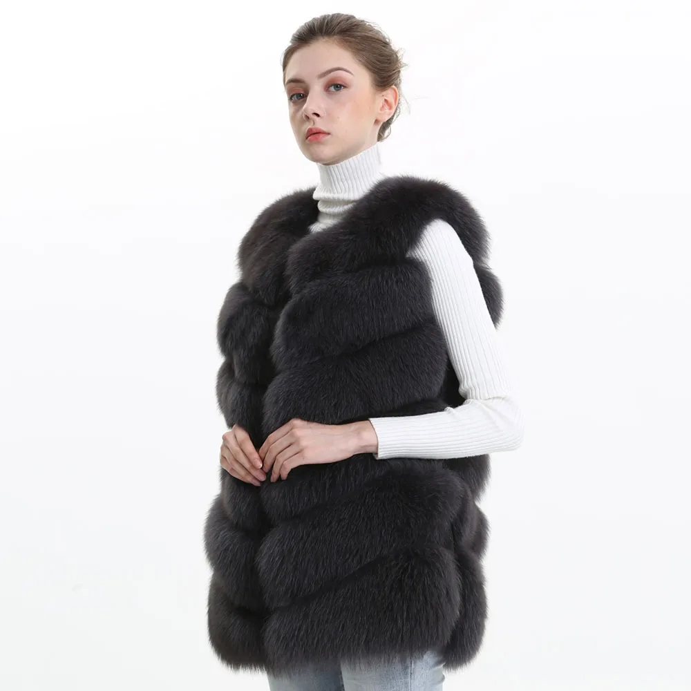 Chinese Top Quality Fur Vest Supplier Russian Style Vest Winter Fox Long Fur Vest