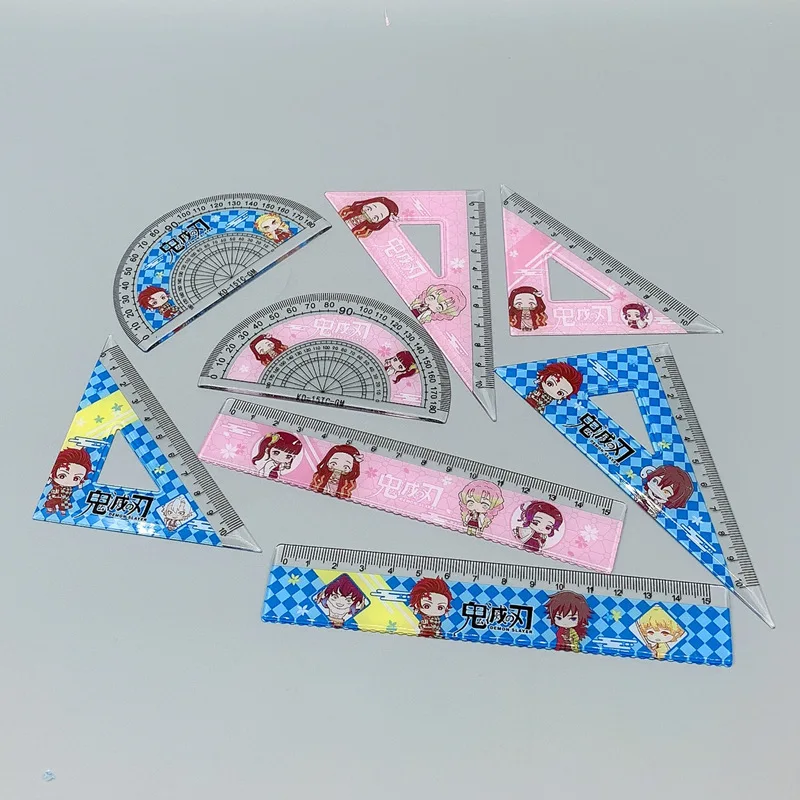 
Cartoon Student Drawing Stationery Set Box Compasses Ruler Eraser Portable 7-piece Set Factory Direct Sales 