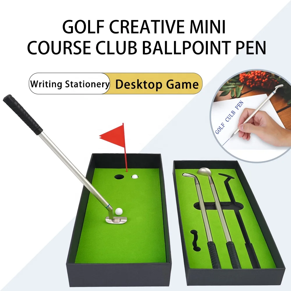 Mini Desktop Golf Gift Golf Ball Club Pen Box Set Game For Men Dad Boss Coworker Teen Boys