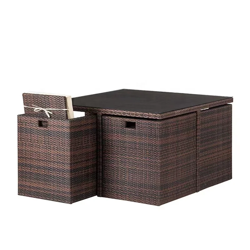 Rattan Outdoor Furniture 11 Sets Disassembly Volume Only 0.7 Cubic with Waterproof Fabric Outdoor Sofa