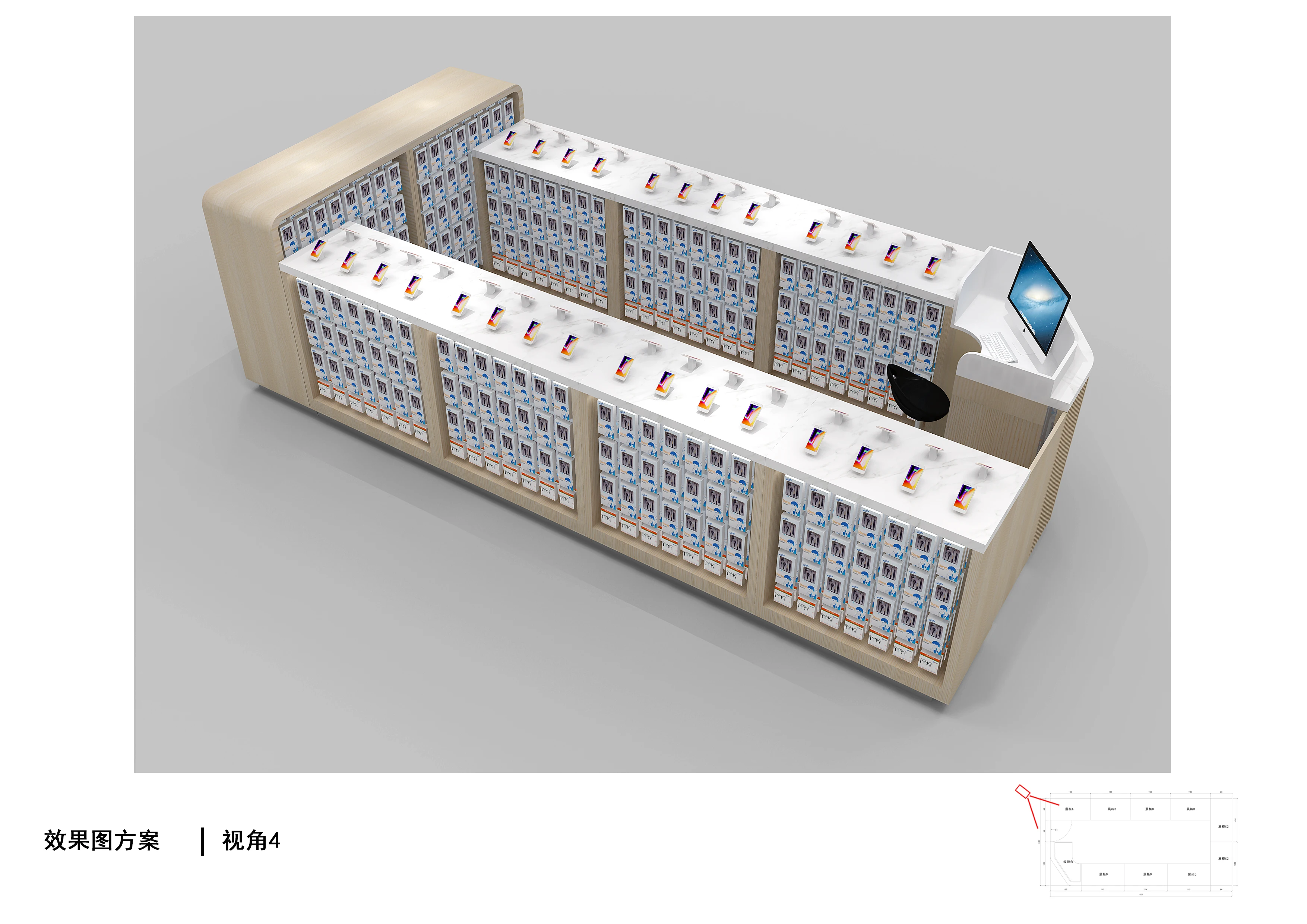 Factory Custom Mobile Phone Display Counter Mobile Phone Accessories kiosk with led light