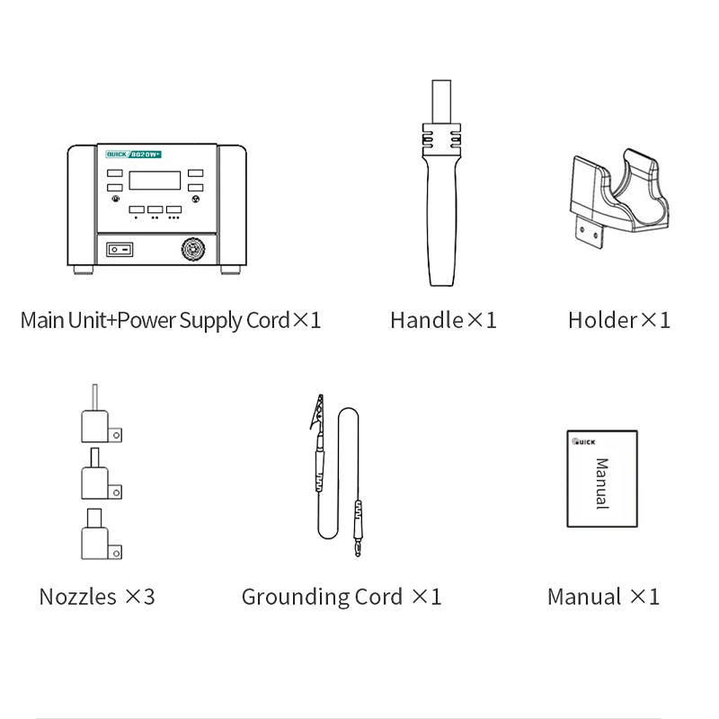 1000W hot air blower gun Quick 862DA+ Vortex air 120 Class airflow hot air gun portable for desoldering