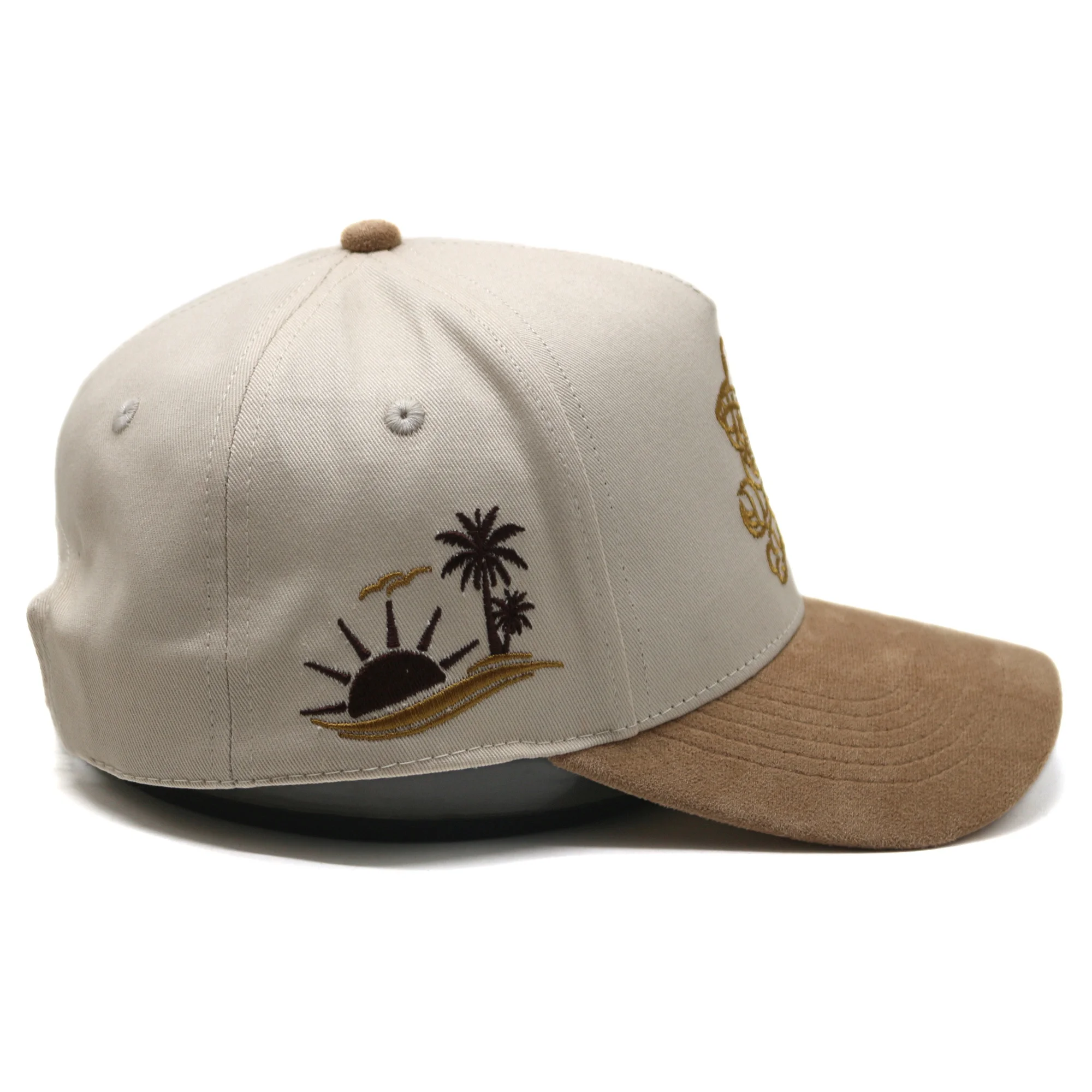 Low MOQ Luxurious 5 Panel Cotton Caps Baseball Hats With Custom 3D Embroidered Logo