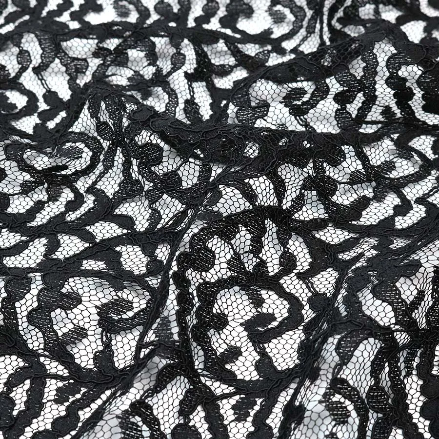 Black High Quality Exquisite 100% Polyester Cord French Lace Fabric for Party Wedding Wear Dresses