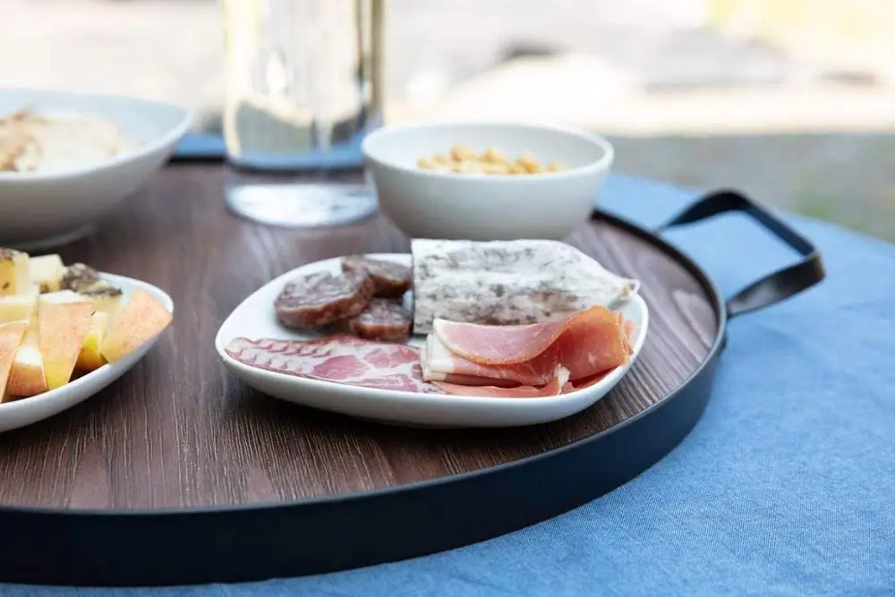 Farmhouse Round  Faux Wine Barrel Top Wood  Serving Tray