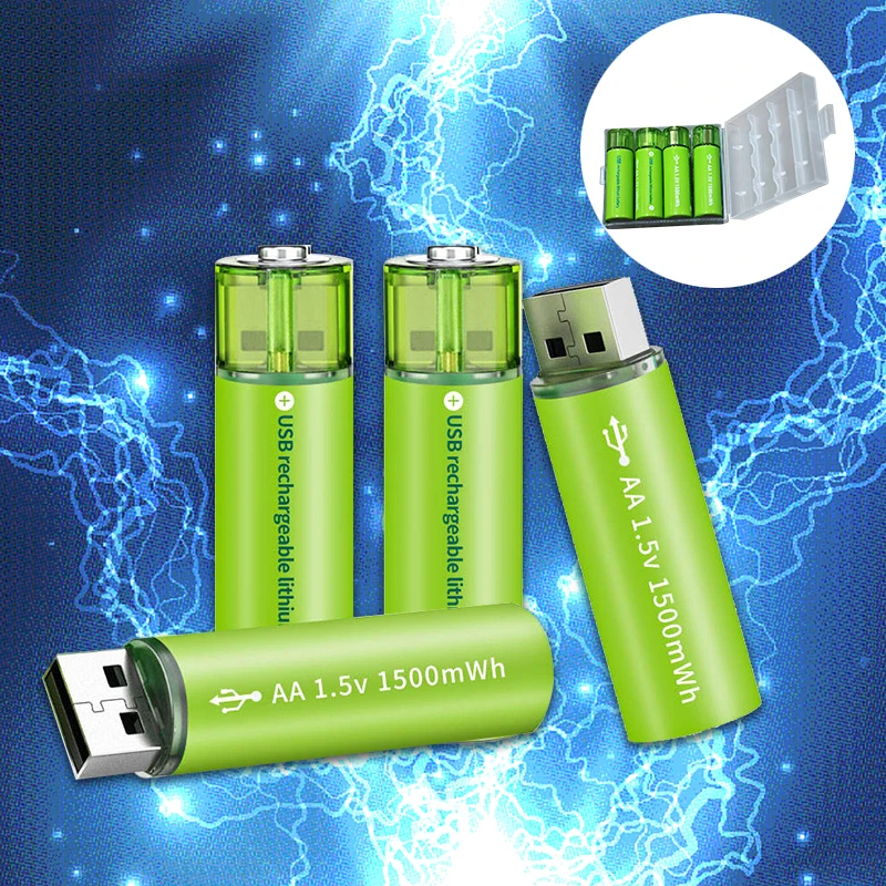 New Trend USB Battery Charger 1.5V 1500mWh Magnetic USB Charging AA Size Rechargeable Lithium Battery