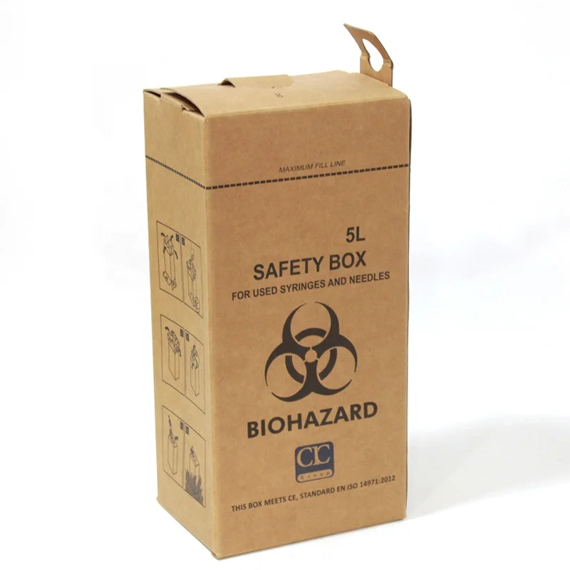 5l sharp box Qingdao wholesale Custom logo Paper boxes hospital medical disposal waste sharp container
