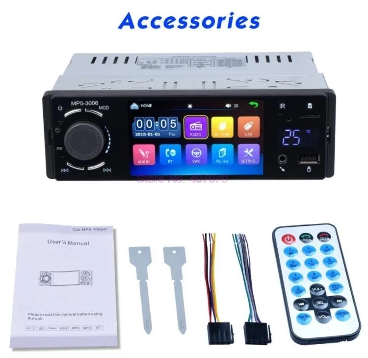 Универсальный автомобильный радиоприемник 4,1 дюйма, 1 din, Авторадио, стерео, мультимедиа, MP3, DVD, автомобильный MP5-плеер с BT, громкой связью, AUX, USB, TF, FM, RDS