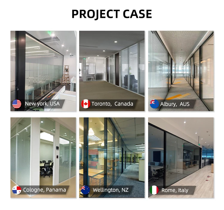 Movable Aluminum Tempered Frame Sound Proof Office Wall Glass Partition For Office Conference