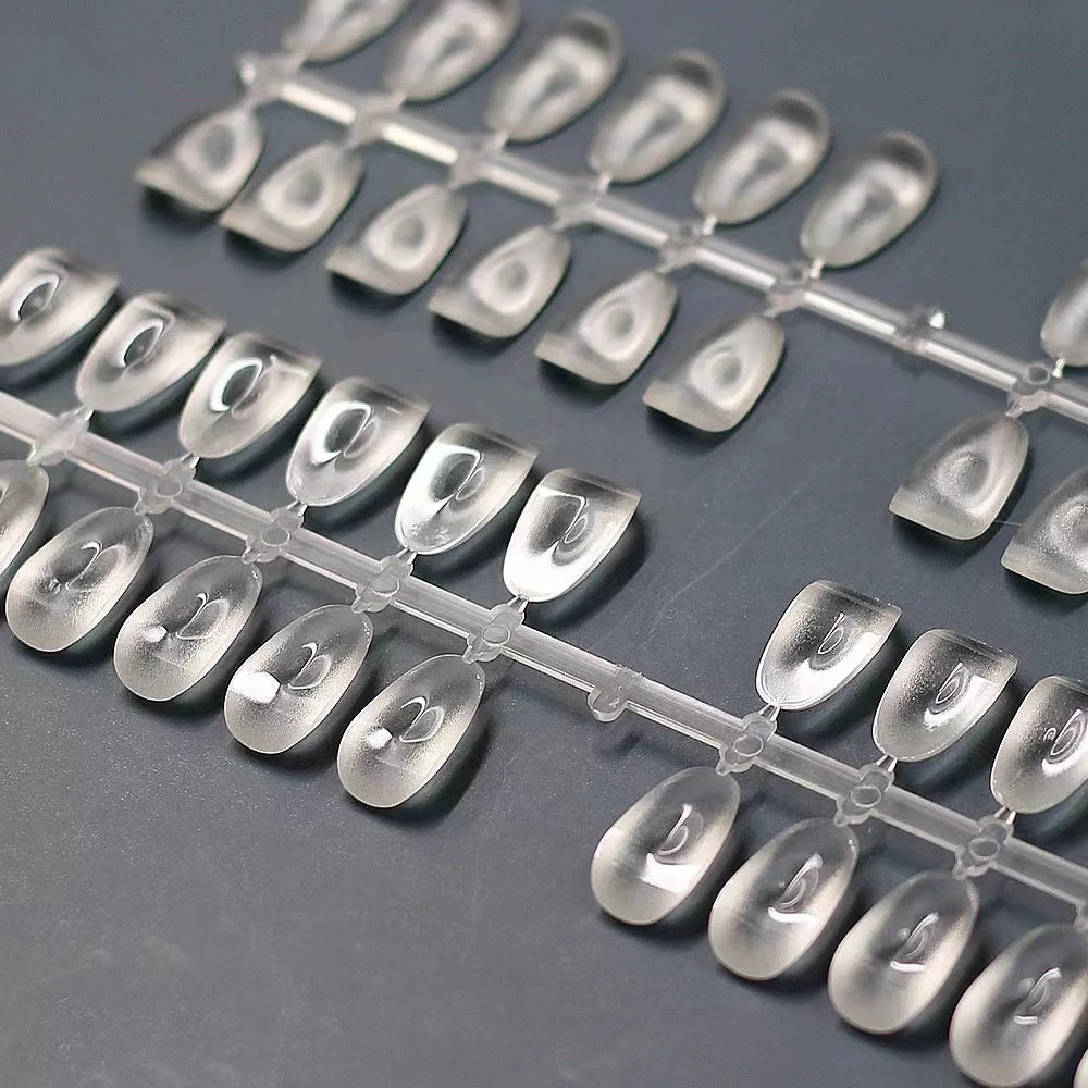 Semi-solid False Nail Tips Transparent Natural Short Square Oval Round Nail Display Color Card Manicure Practice Tool