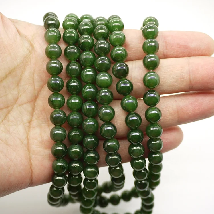 Top quality new design jewelry 8mm gemstone beads string green jade beads necklace