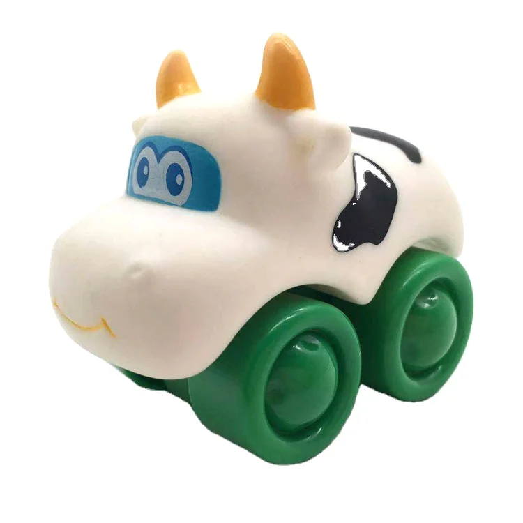 Dongguan Manufacturer Mini Plastic Animal Pig Cow Cat Small Car Toy Set Vehicle for Boys Kids Gift