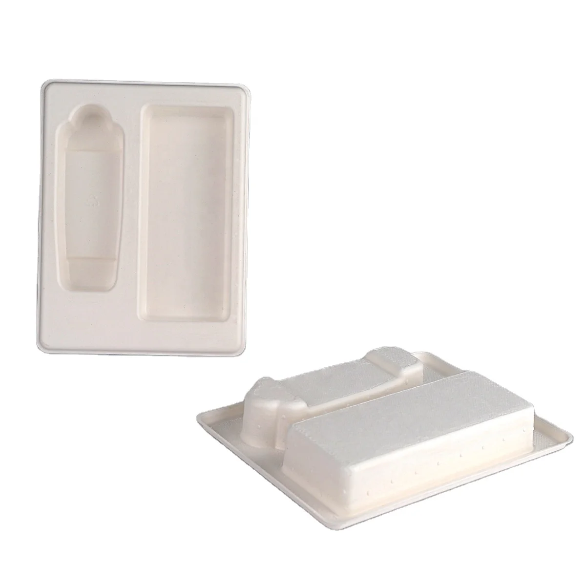 Customized Biodegradable Molded Paper Pulp Box with Insert Trays sugarcane molded pulp packaging tray