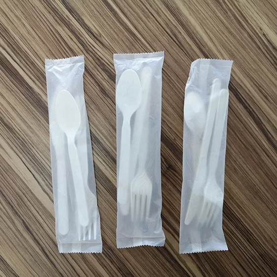 
GreenWorks 2021 CPLA Wrapped Cutlery biodegradable cutlery recycled plastic kitchen utensils individually wrapped cutlery 