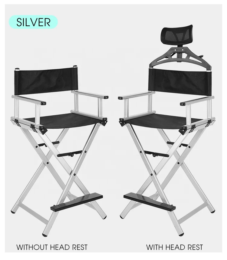 
Professional Makeup Artist Directors Chair Light Weight Foldable New Height Tall Folding with Replacement Cover Support 250 lbs 