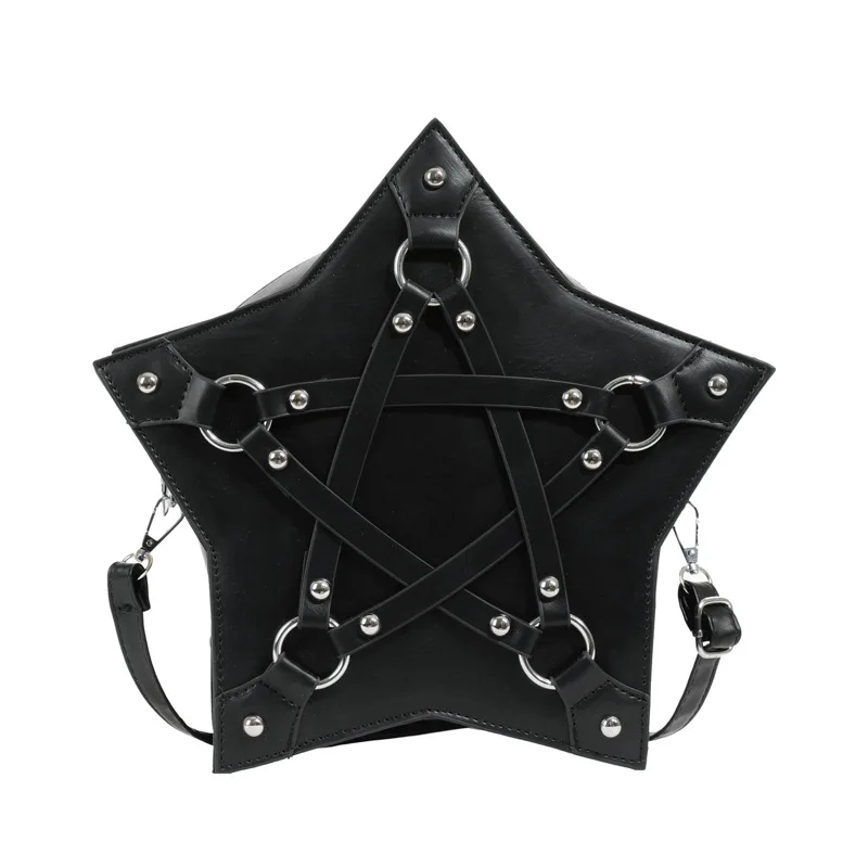 2024 Popular Vegan Leather Five-Pointed Star Hand Bag Gothic Style Large Shoulder Bag For Lady