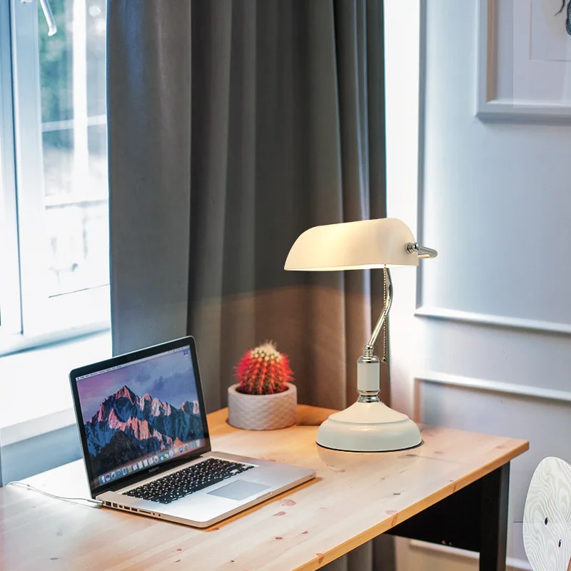 Bank Desk Lamp European Replacement Green Glass Shade Bankers Table Lamp Home Decor Antique Banker Table Lamp