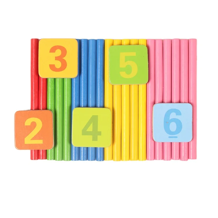 Wenzhang Unisex Montessori Style Counting Stick Kids Math Teaching Puzzle Wood Toy Pre-school Education