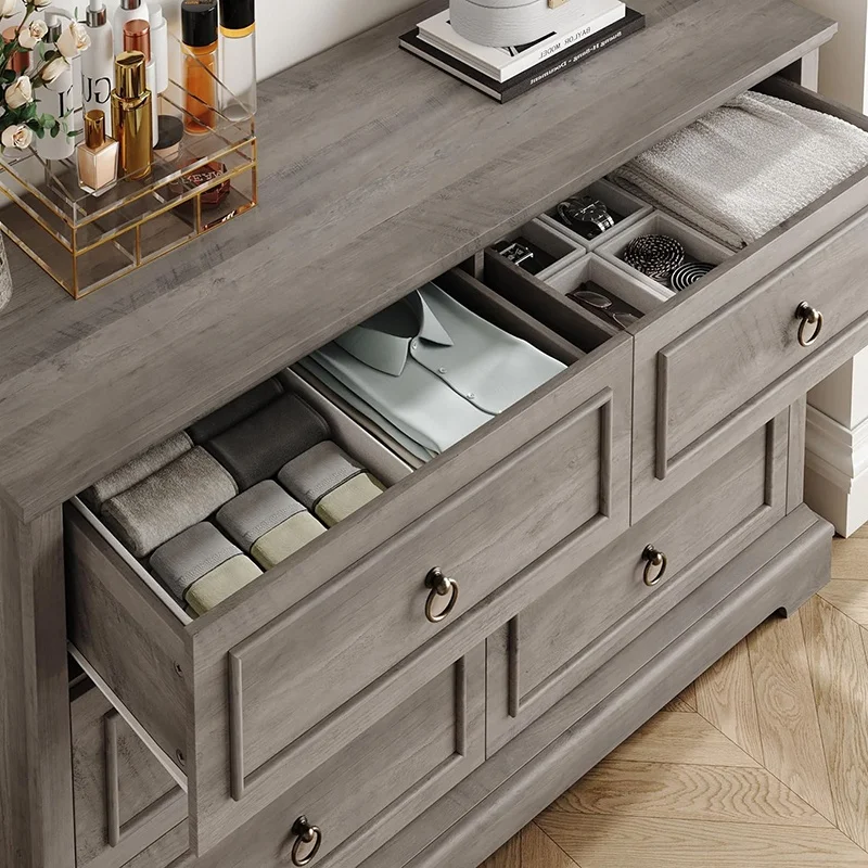 Accent Farmhouse chest cabinet living room bedroom furniture wood 6 drawer dressers