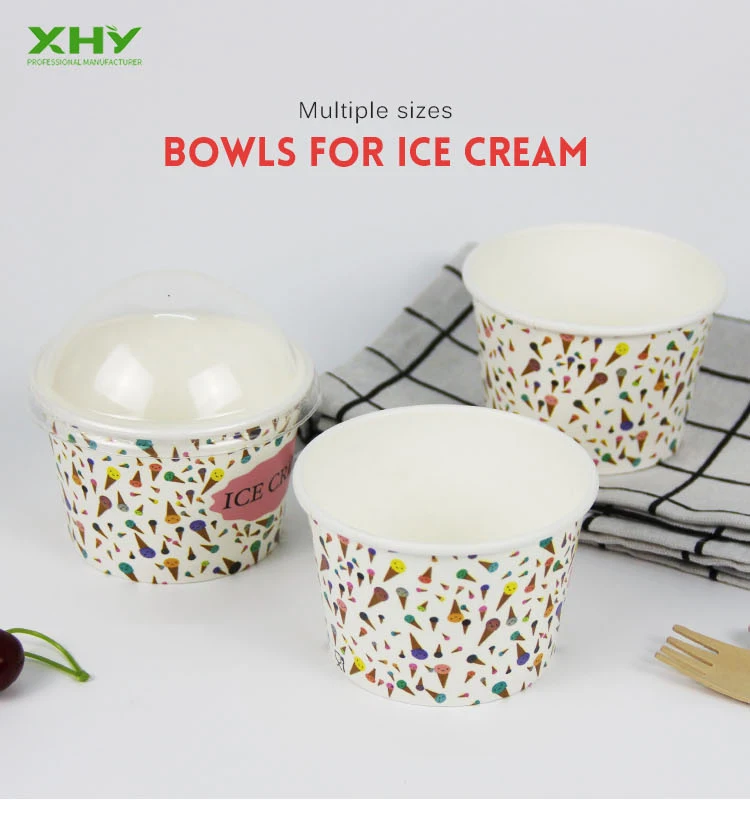 factory-direct sale 4oz 8oz 16oz Disposable icecream cups paper bowl paper cup  with lids for holding ice cream sundaes gelato