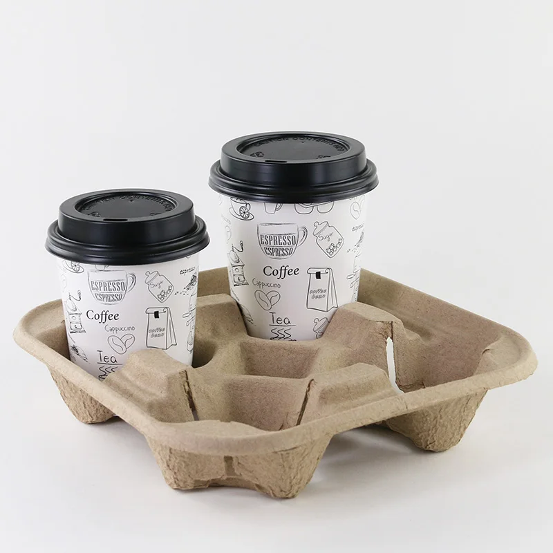 Biodegradable disposable takeout four paper cup frame 2 4 g coffee kraft paper cup frame pallets