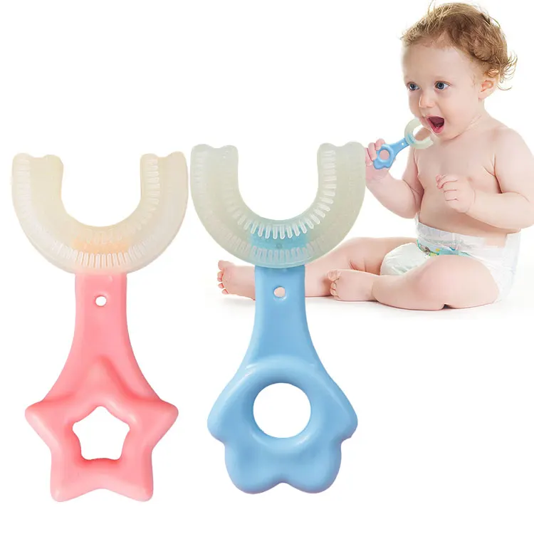 Baby U-Shaped Toothbrush Baby Silicone Toothbrush 360 degree Deep Cleaning Manual Training Teething