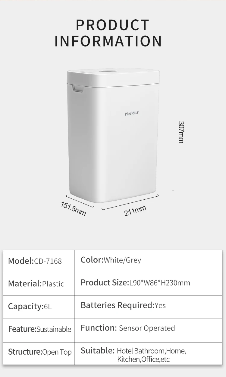 Heaidea Kitchen Electric Rubbish Can plastic automatic dustbin smart garbage bin intelligent trash can sensor waste bin