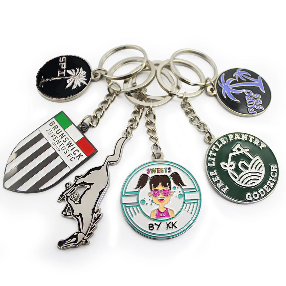 Manufacturers zinc alloy metal custom personalized round coconut tree mosaic key chain soft hard enamel keychains