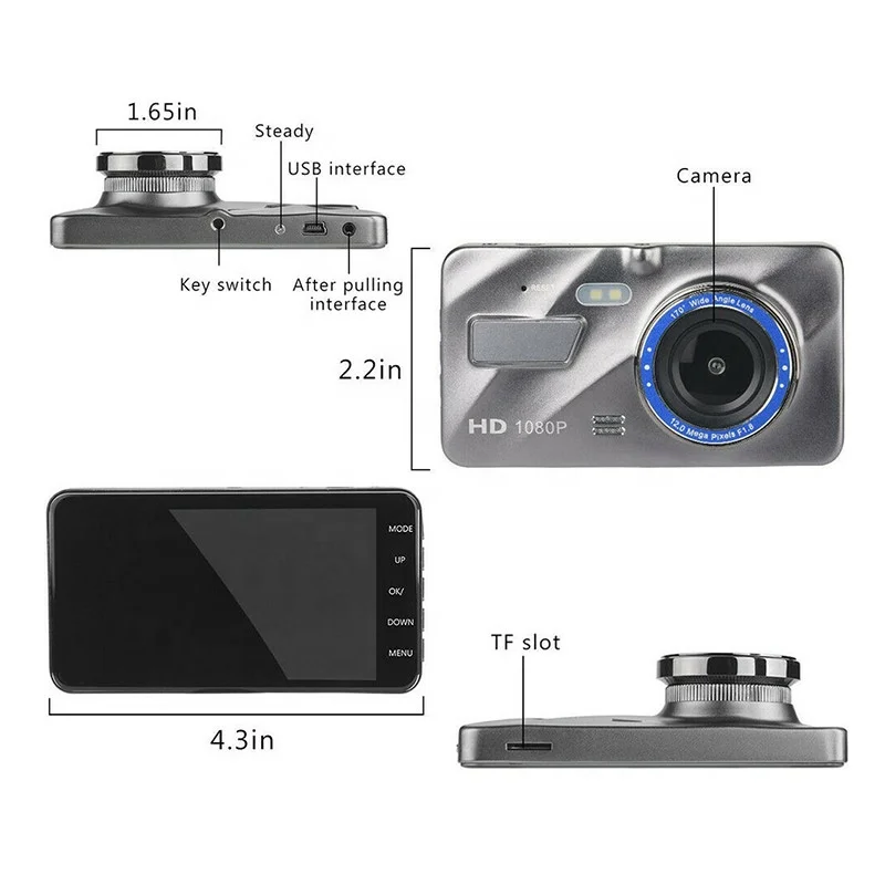  Новейший видеорегистратор GT700 Автомобильный 4 дюйма TF с THD night vision1080P поддерживает
