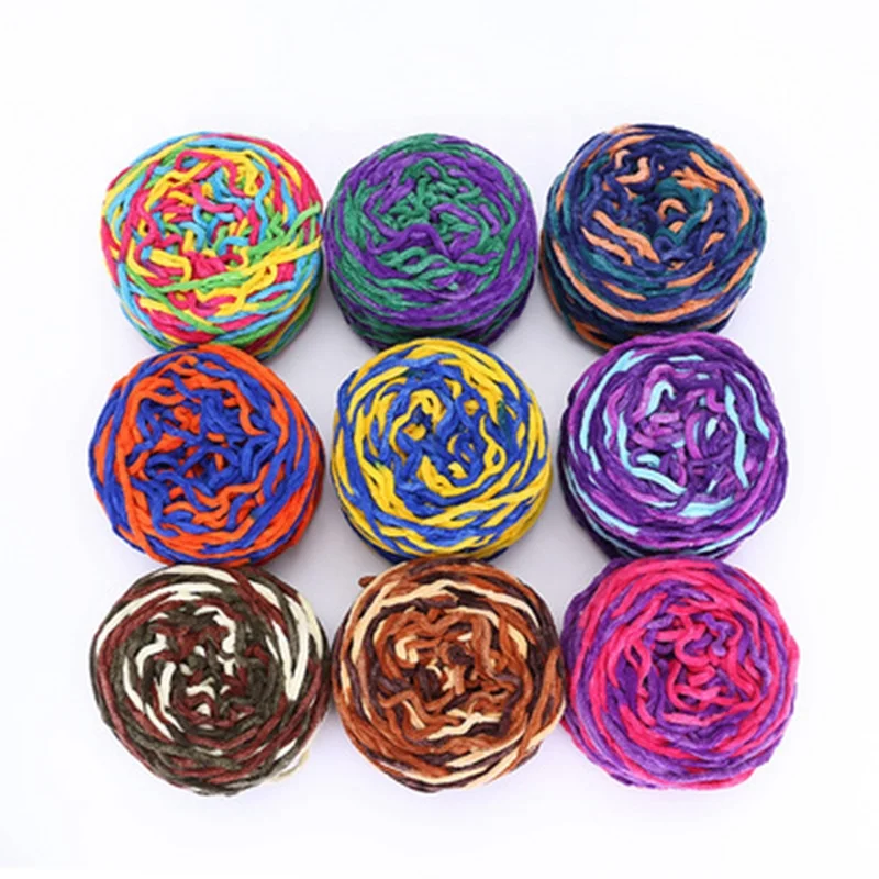 Wholesale Rainbow Crochet Yarn Cake Wool Hand Knitting Yarn For Weaving