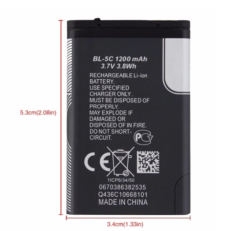 Original BI-5C Replacement Li-ion Battery 3.7V 1200mAh Lithium Batteries for Nokia 1112 1208 1600 2610 2600 n70 n71