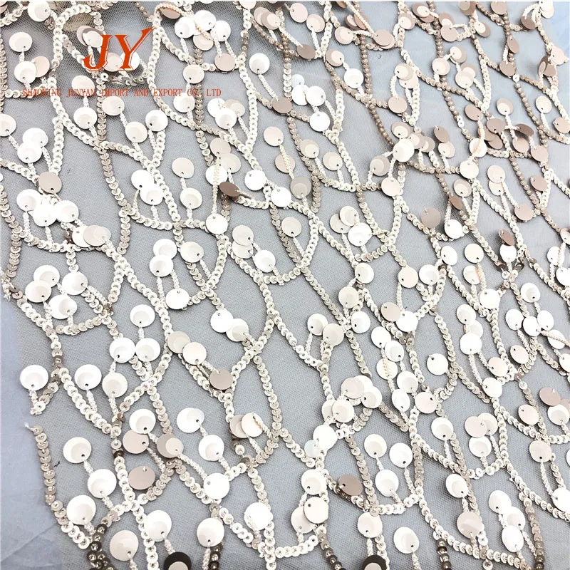 FREE SAMPLE CG006# Custom Made Hanging Extra Large Sequin Embroidery Fabric READY GOODS