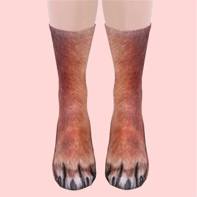 Unisex Adult Crew Socks with Animal Paw Print Elastic Breathable Sokken Sox M02 Zipper Closure For Men and Women
