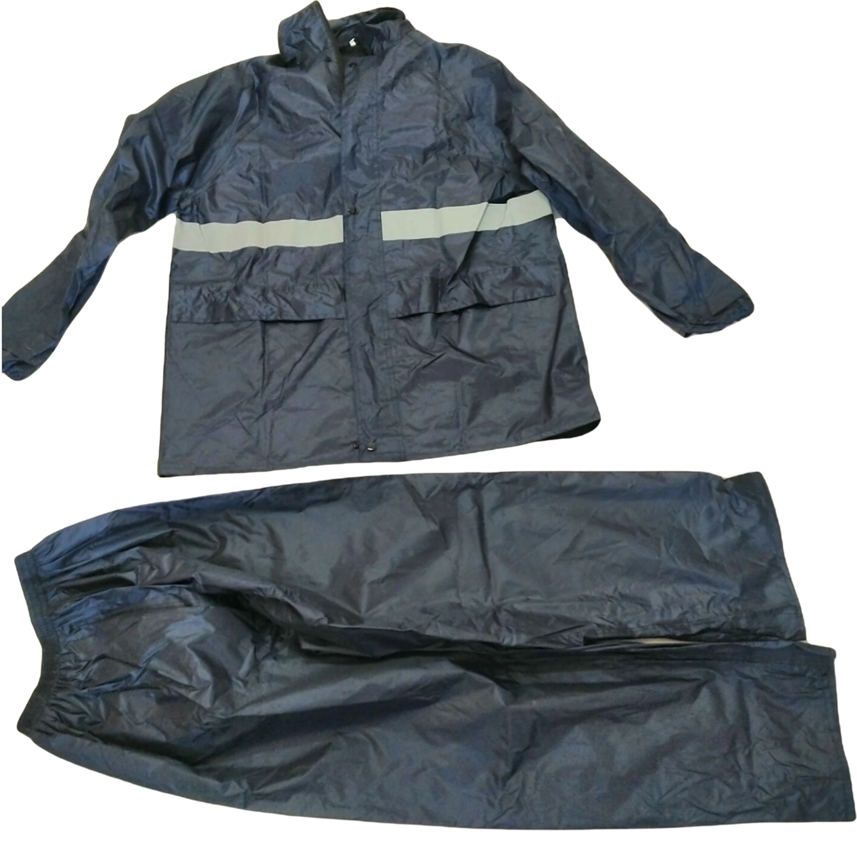 High Quality Double Layer 210T Polyester Taffeta /Pvc With 5Cm Reflective Tape 2Pcs Pants & Jacket Rain Uniform