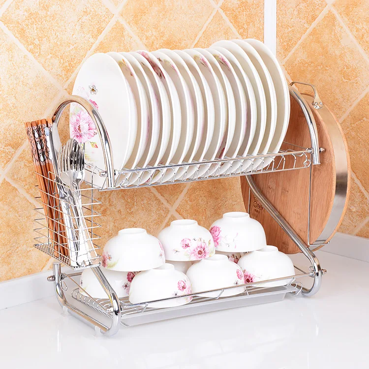 Multifunctional Storage Organizer Dish Drainer Dryer 2 Tier Dish Rack
