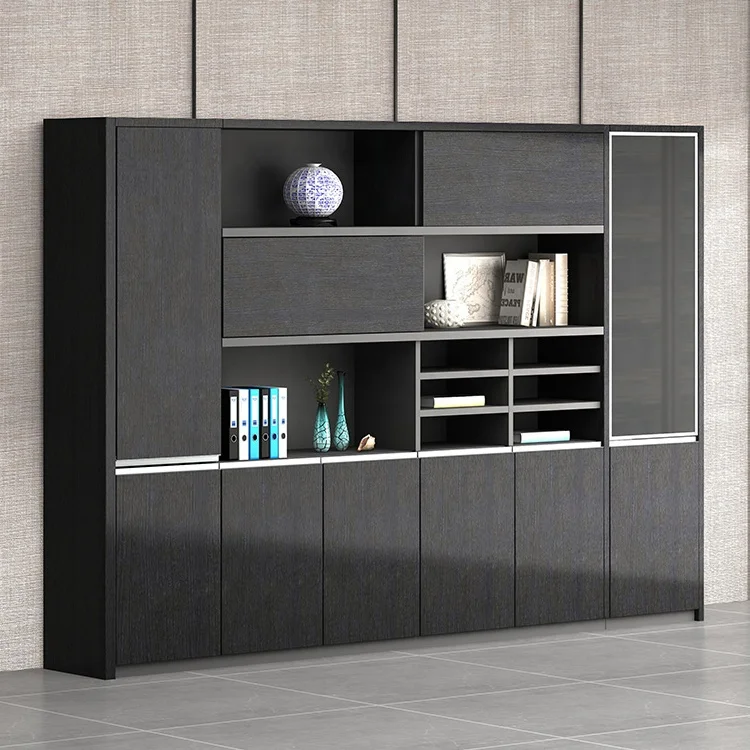Customized szie melamine open file storage shelf with swing open doors 2/3/4/5/6/7/8 doors office storage cabinet