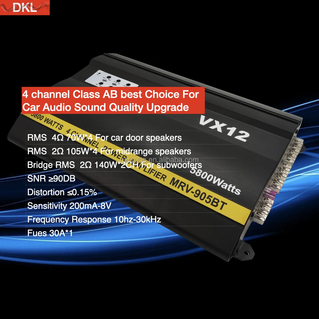 Sound Quality Customized RMS 75W 4CH Car Subwoofer Speaker Amplifier 4 Channels Peak 5800W Full range Car Amplifier Class AB