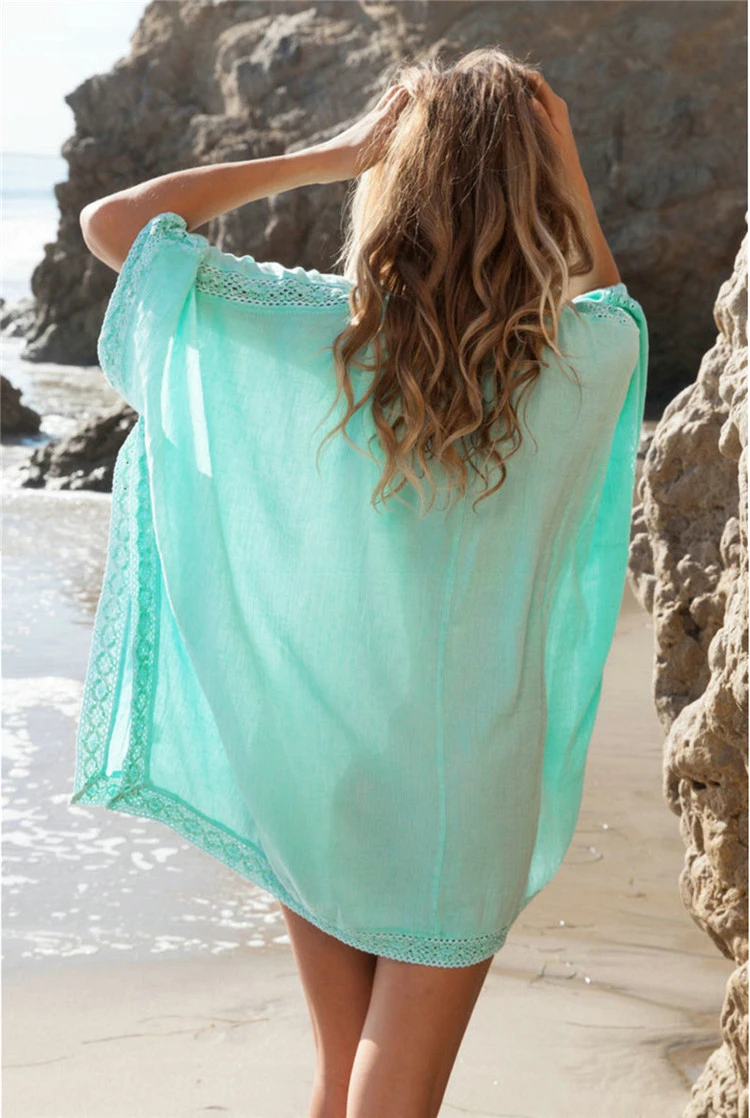 Beach Cover Up Dress Women Lace Bathing Suit Swimsuit Cover Ups Summer Beach Wear Tops Kaftan Tunic Bikini Cover Ups
