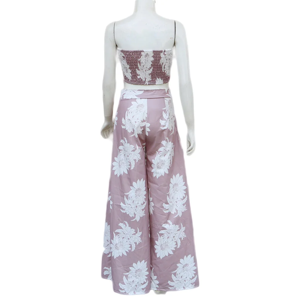 
factory wholesale plus size women clothing loose comfy spandex chiffon wide leg pants set two piece 