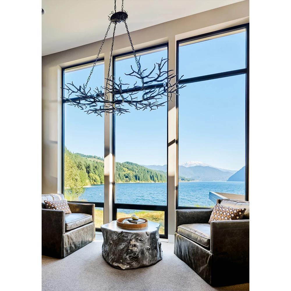 Modern Style Commercial Panoramic Tempered Glass Thermal Break Aluminum Fixed Window