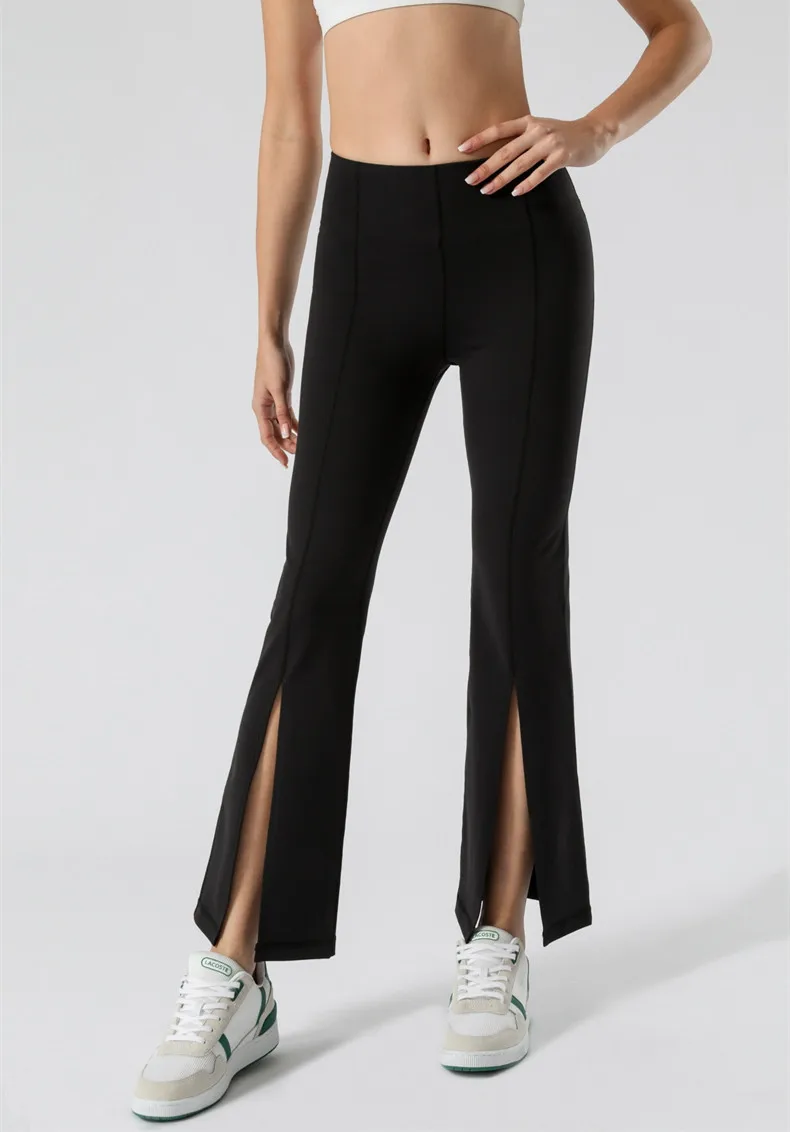 Custom scrunch butt leggings push up leggins booty Yoga pants High Waist front slit design flare yoga pants dance leggings