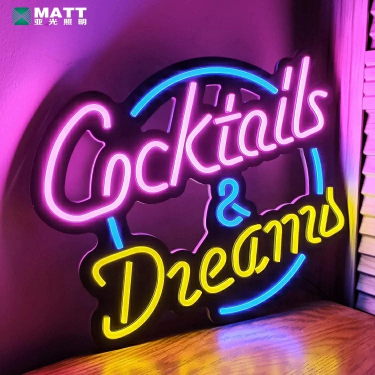 Matt drop shipping Miller Lite neon sign Cocktails & Dream matt neon sign for bar party birthday night club wall decor