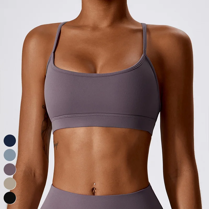 Wholesale Quick Dry Breathable High Quality Ladies Sexy Workout Top Custom Gym Fitness Yoga Bra Cross Back Sports Bra For Women