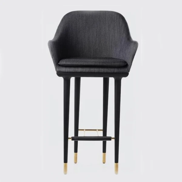 Bespoke Solid Beech Wood Durable Navy Blue Fabric Fire Retardant Bar Stool For USA BC-099