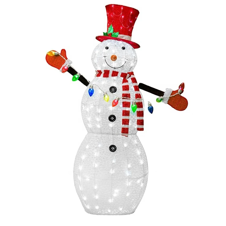 52IN 105L 115L LED SNOWMAN  Glitter Christmas Snowman 3D Sculpture Lights For Outdoor Decor