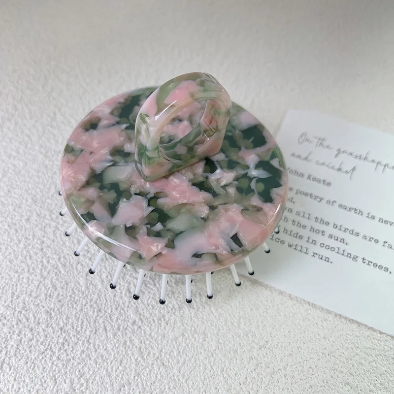 HONEY Custom Factory direct sales round acetic acid massage hair comb head treatment cellulose acetate comb wholesale