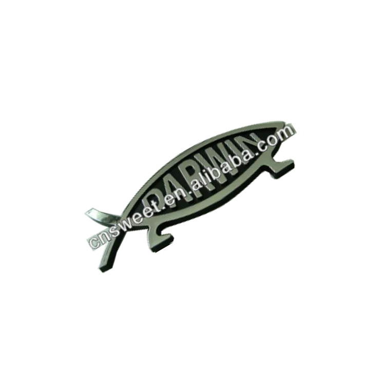 DARWIN Fish Adhesive Plastic 3D Car Emblem Chrome Badge