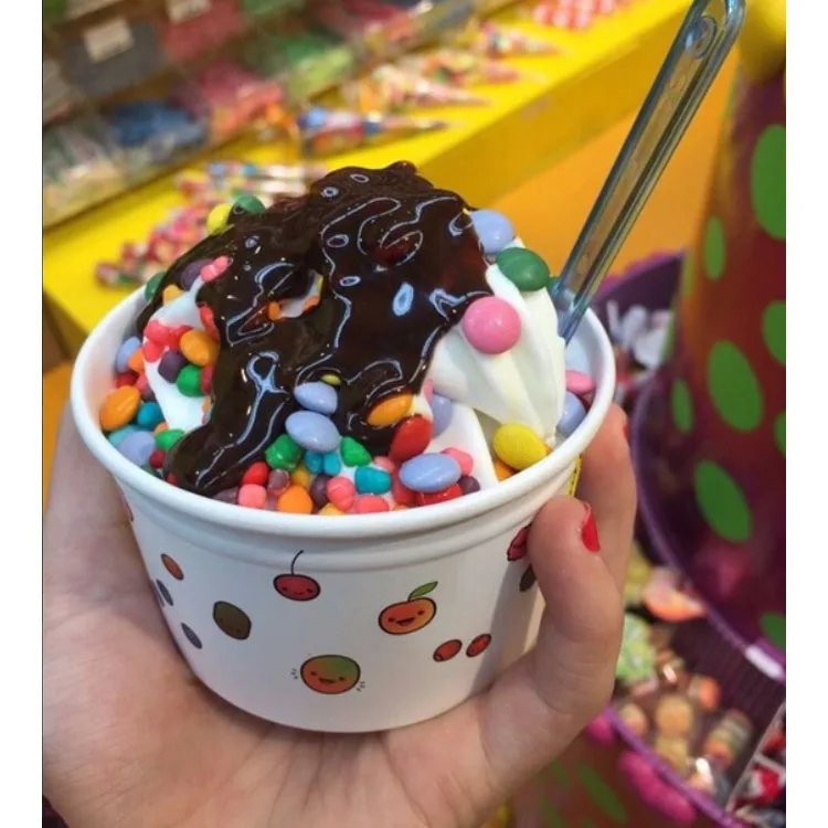 Custom Printed Polka Dot Environmental Protection Disposable 3oz 4 8 12 Oz Paper Frozen Milktea Ice Cream Cups With Lids