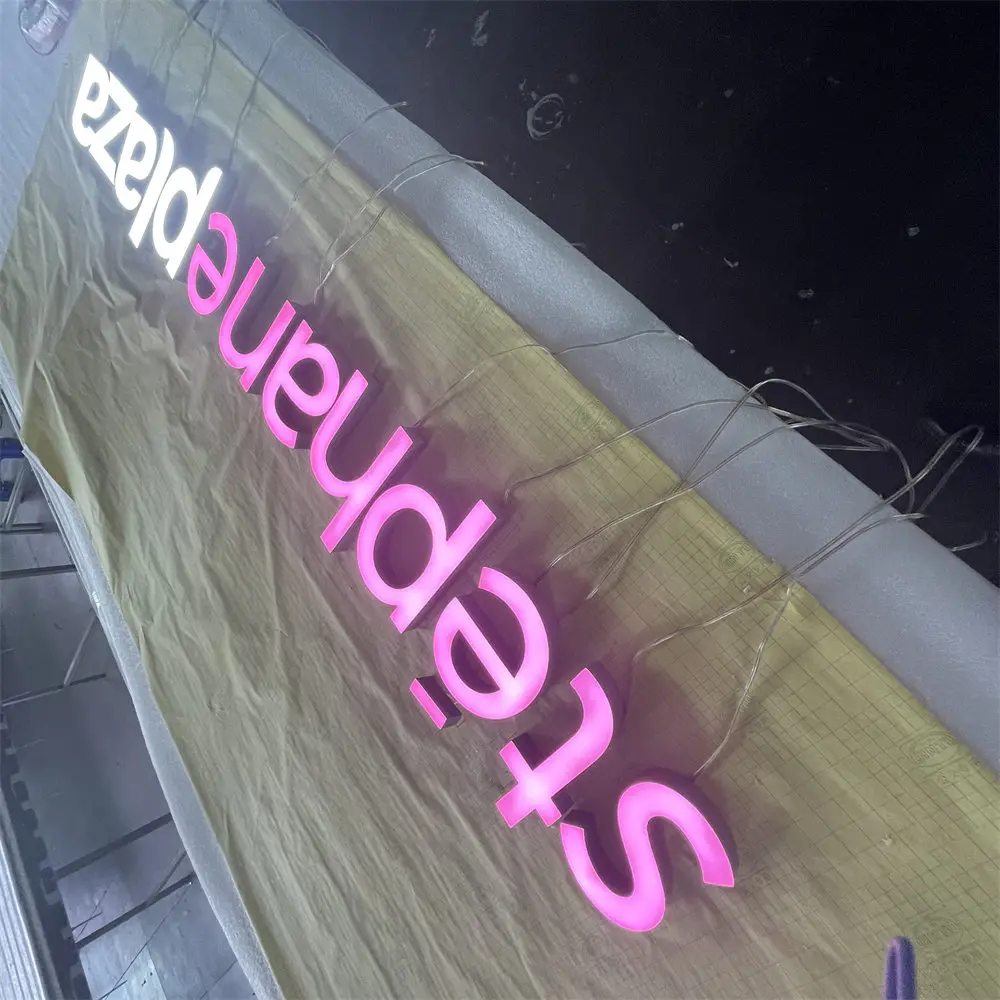 Frontlit Frame Less Acrylic Name Board storefront led advertising Embossing Acrylic led rimless channel letter logo sign